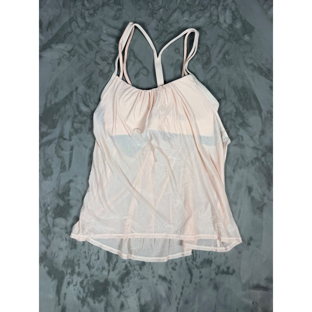 Lululemon 2-in-1 Strappy Racerback Tank Top Built-In Bra Pale Pink Size 4